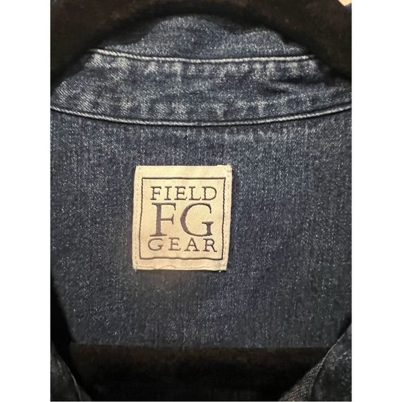 FG Field Gear vintage holiday Christmas denim button front Christmas trees large - Picture 4 of 5